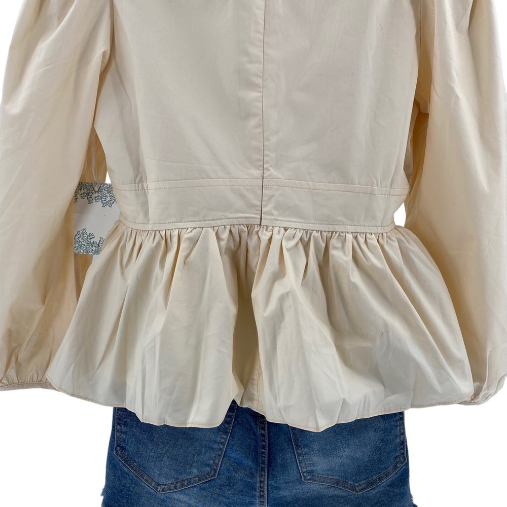 Hyacinth House | NEW Tan Puff Sleeve V Neck Elaine Blouse Top Size M - Picture 7 of 11